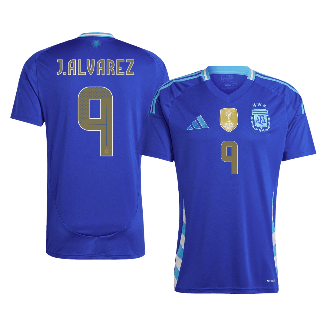 J.ALVAREZ #9 Argentina Away Football Shirt Custom 2024