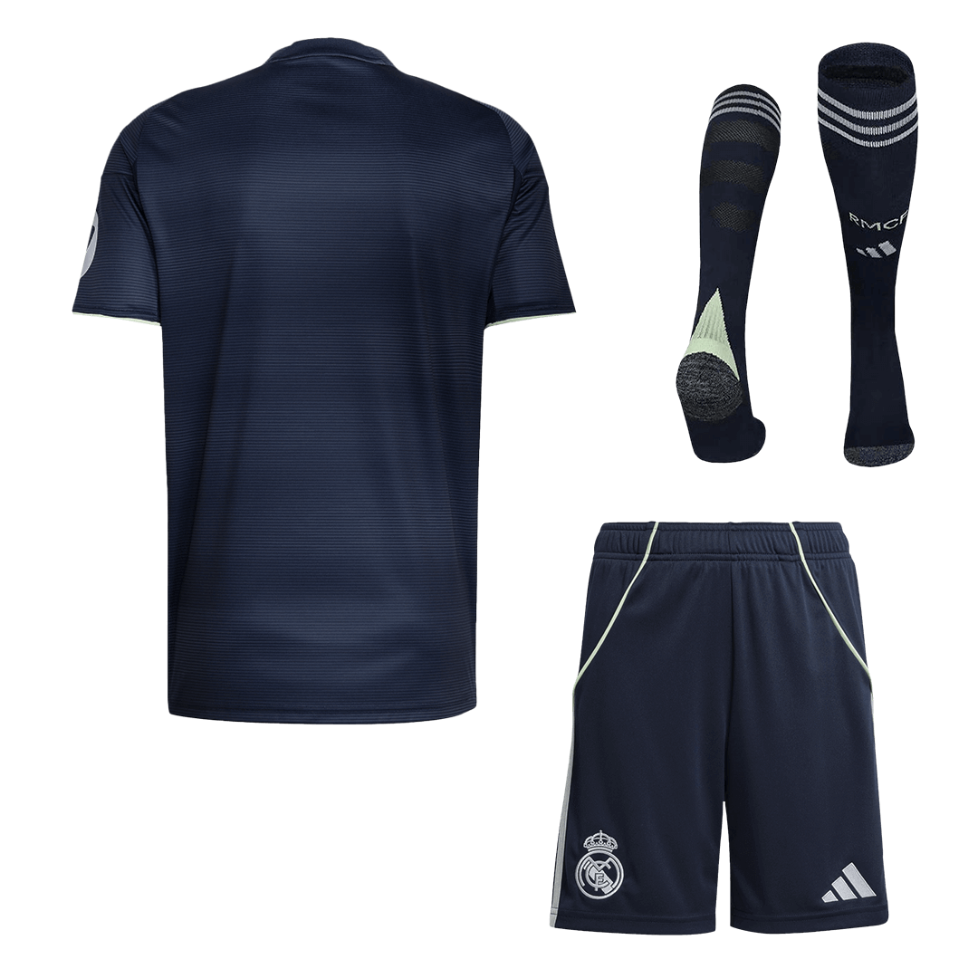 Real Madrid 
 Fora 
 Camisa 
Conjunto (Camisa + Calções + Meias) 
2025/26