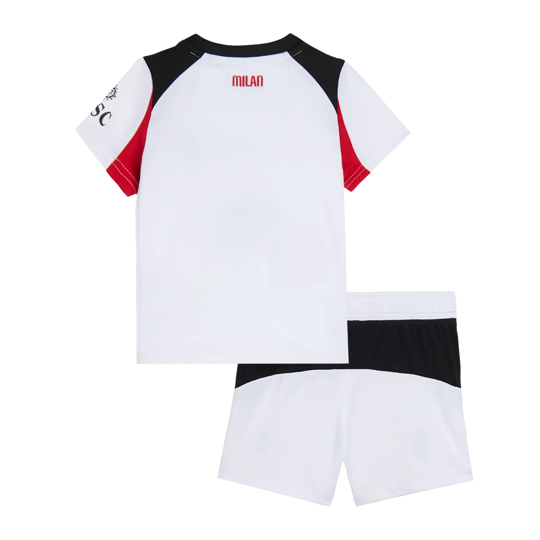 AC Milan Infantil Fora Conjunto (Camisa + Calção) 2025/26 Branco