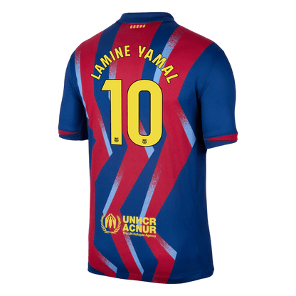 LAMINE YAMAL #10 Barcelona Quarta Camisa 2025/26 Vermelho&Azul