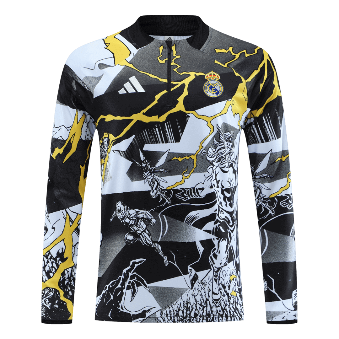 Real Madrid Zíper Moletom Conjunto (Top+Calças) 2025/26 Preto