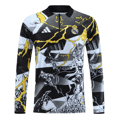 Real Madrid Zíper Moletom Conjunto (Top+Calças) 2025/26 Preto