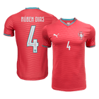 Versão do Jogador RÚBEN DIAS #4 Portugal Casa Copa do Mundo Futebol Camisas 2026 Vermelho