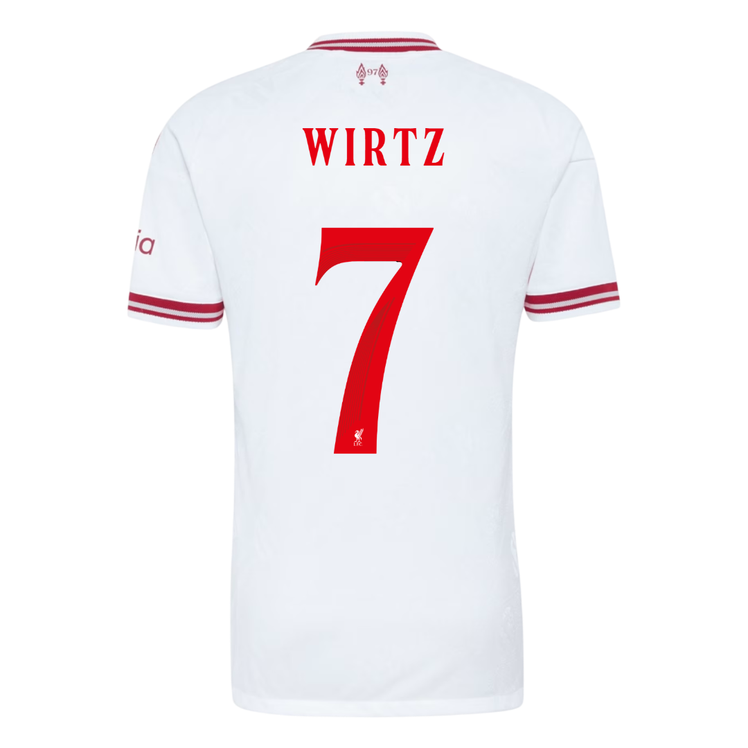 Versão do Jogador WIRTZ #7 Liverpool Fora Futebol Camisas 2026/27 Branco - UCL