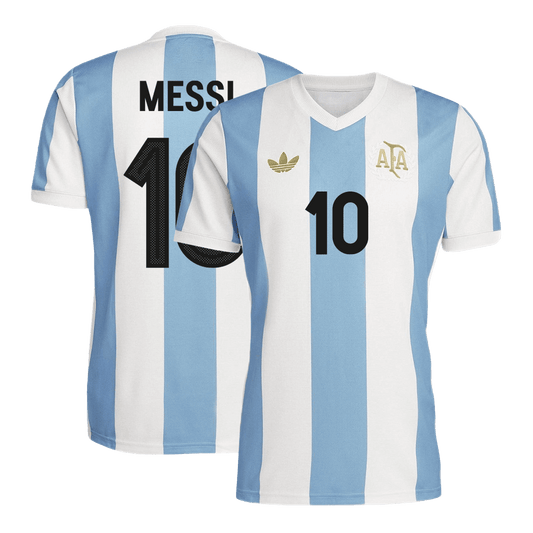 Camisola de futebol MESSI #10 Argentina personalizada 2024 50th anivers¨¢rio