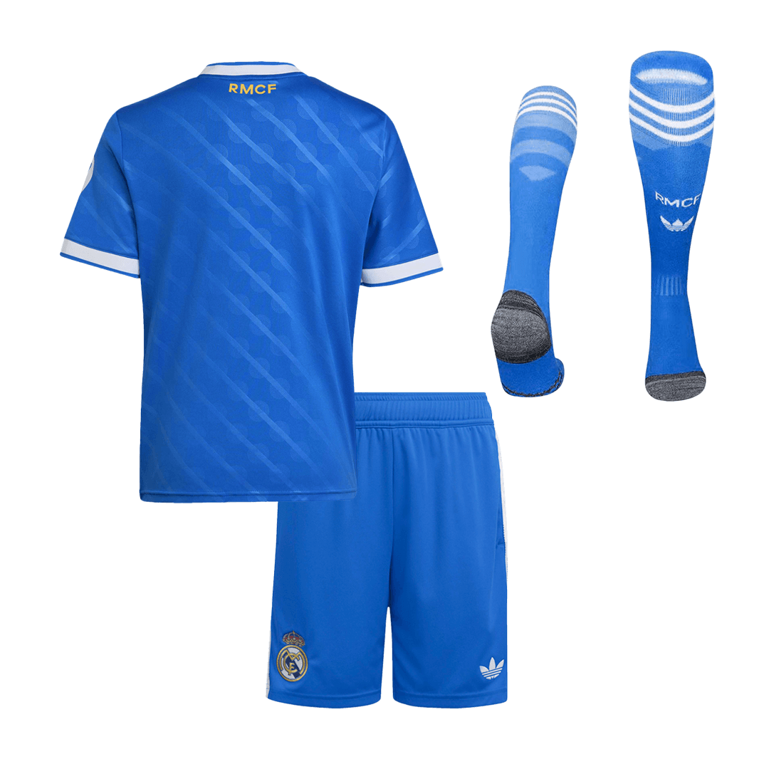 Real Madrid Infantil 
 Fora Terceira Futebol Camisa Conjunto (Camisa+Shorts+Meias) 2025/26 Azul