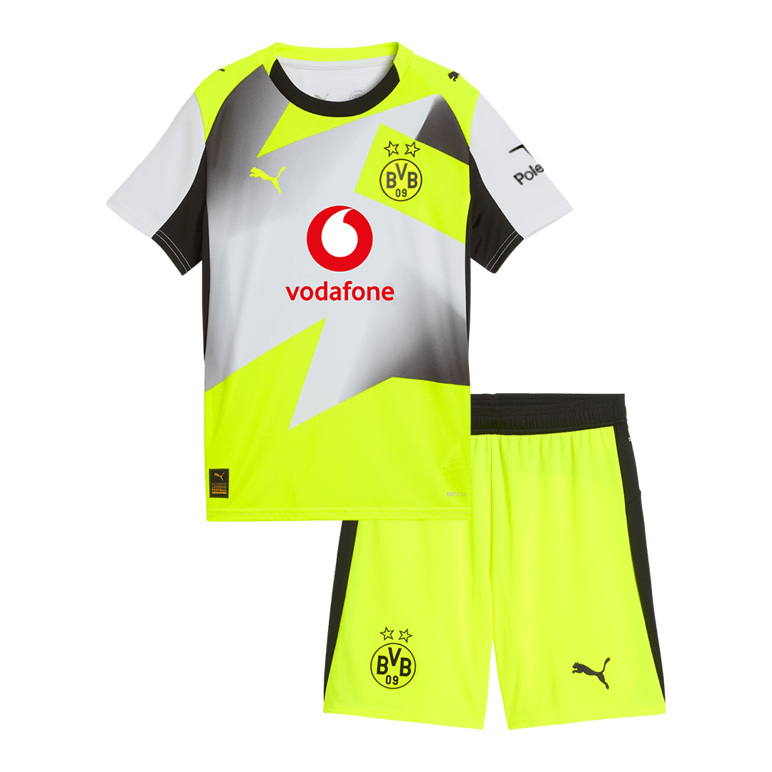Borussia Dortmund Infantil 
 Fora Conjunto (Camisa+Shorts) 2025/26 Cinza