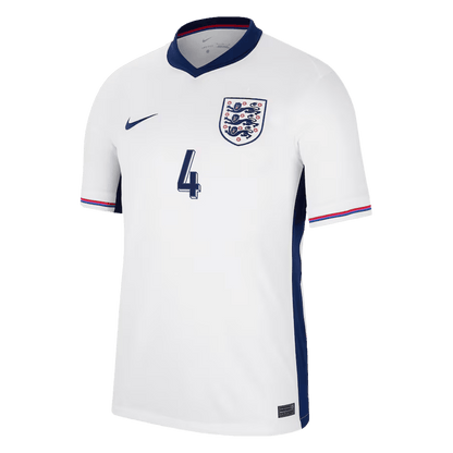 Camisola personalizada RICE #4 Inglaterra Soccer Jersey Home 2024