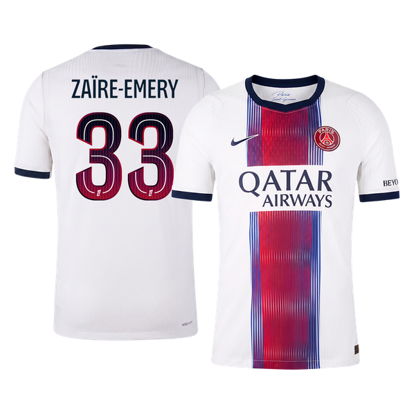 Versão do Jogador ZAÏRE-EMERY #33 PSG Fora Futebol Camisas 2026/27 Branco