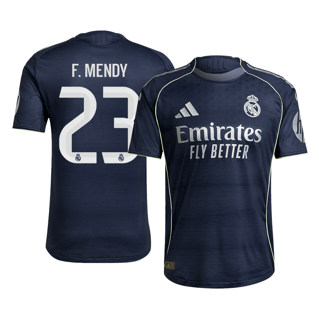 Autêntico F.MENDY #23 Real Madrid Fora Futebol Camisas 2025/26 Marinha