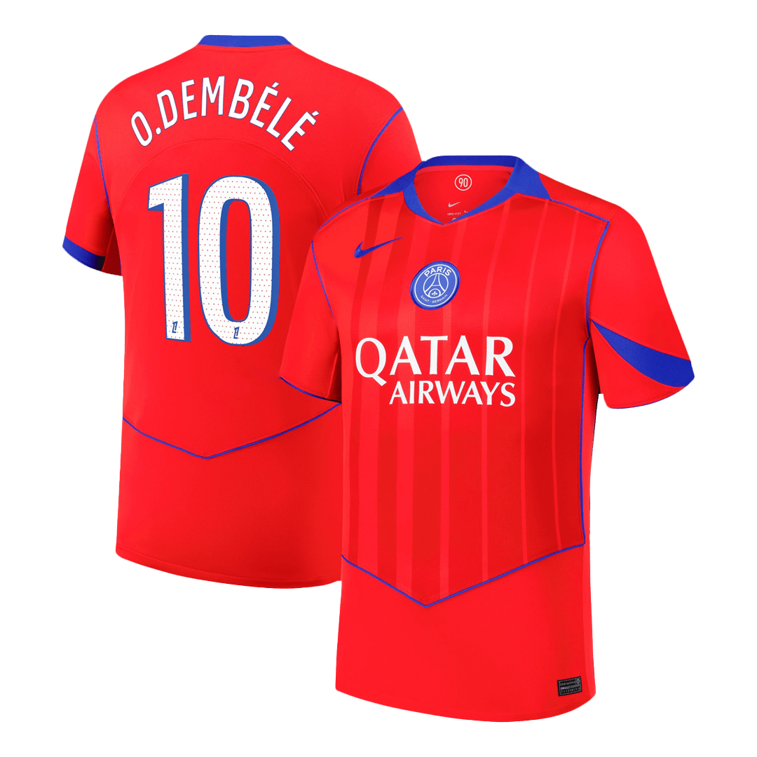 O.DEMBÉLÉ #10 PSG Fora Terceira Camisa 2025/26 Vermelho