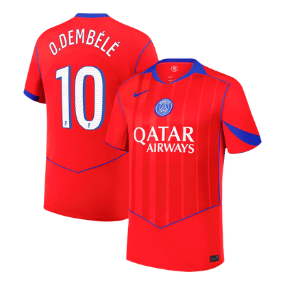 O.DEMBÉLÉ #10 PSG Fora Terceira Camisa 2025/26 Vermelho