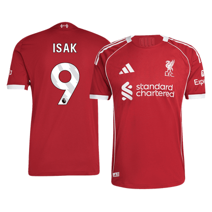 Autêntico ISAK #9 Liverpool Casa Futebol Camisas 2025/26 Vermelho