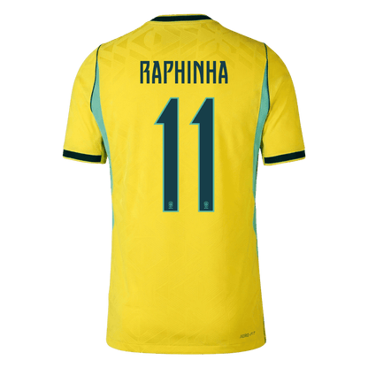 Versão do Jogador RAPHINHA #11 Brazil Casa Copa do Mundo Futebol Camisas 2026 Amarelo