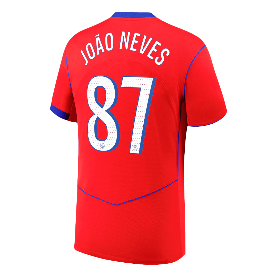 JOÃO NEVES #87 PSG Fora Terceira Camisa 2025/26 Vermelho