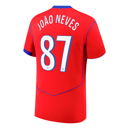 JOÃO NEVES #87 PSG Fora Terceira Camisa 2025/26 Vermelho