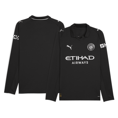 Manchester City Fora Manga comprida Camisa 2025/26 Preto