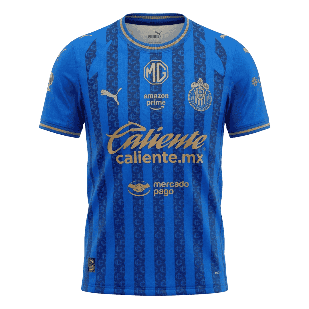 Versão do Jogador Chivas Terceira Futebol Camisas 2025/26 Azul camisola de futebol