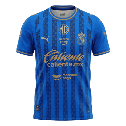 Versão do Jogador Chivas Terceira Futebol Camisas 2025/26 Azul camisola de futebol
