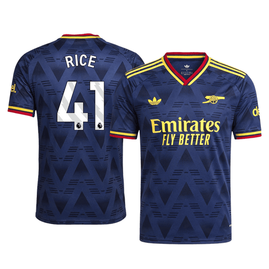 Versão do Jogador RICE #41 Arsenal Fora Futebol Camisas 2026/27 Marinha