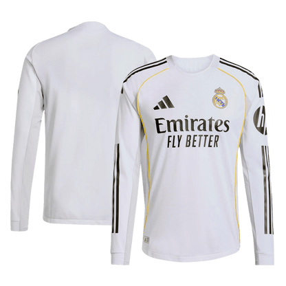 Real Madrid Casa Manga Longa Futebol Camisas 2025/26 Branco