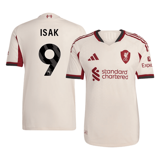 Autêntico ISAK ##9 Liverpool Fora Futebol Camisas 2025/26 Branco
