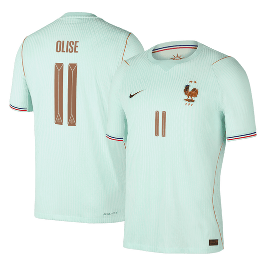 Versão do Jogador OLISE #11 France Fora Copa do Mundo Futebol Camisas 2026 Verde