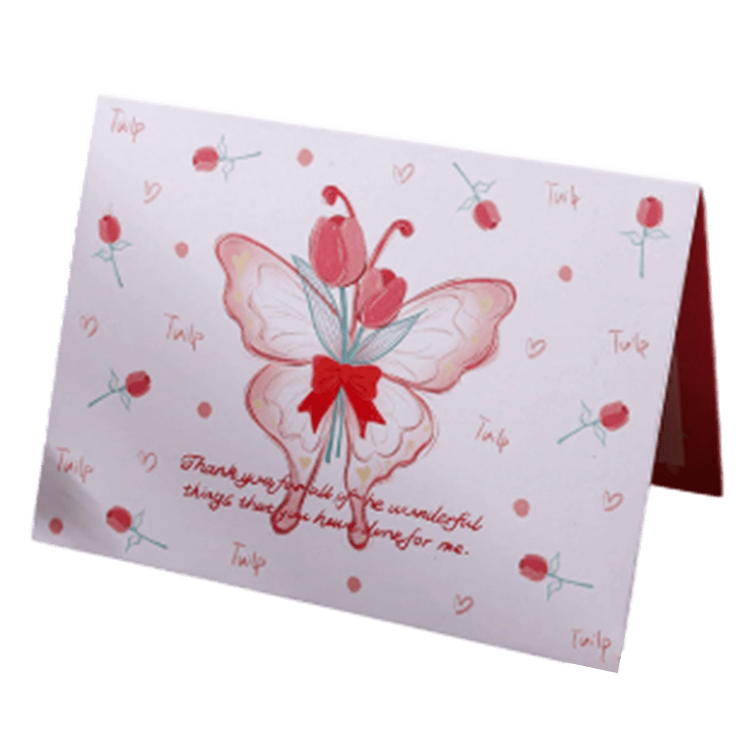 Custom Tulip Butterfly Valentine's Day Card Red