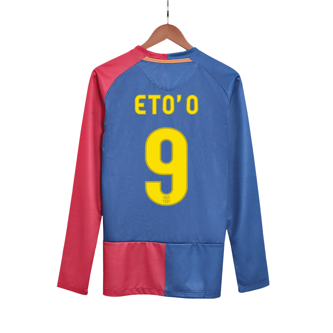 ETO'O #9 Barcelona Retro Jersey Home Long Sleeve Football Shirt 2008/09 - UCL Final