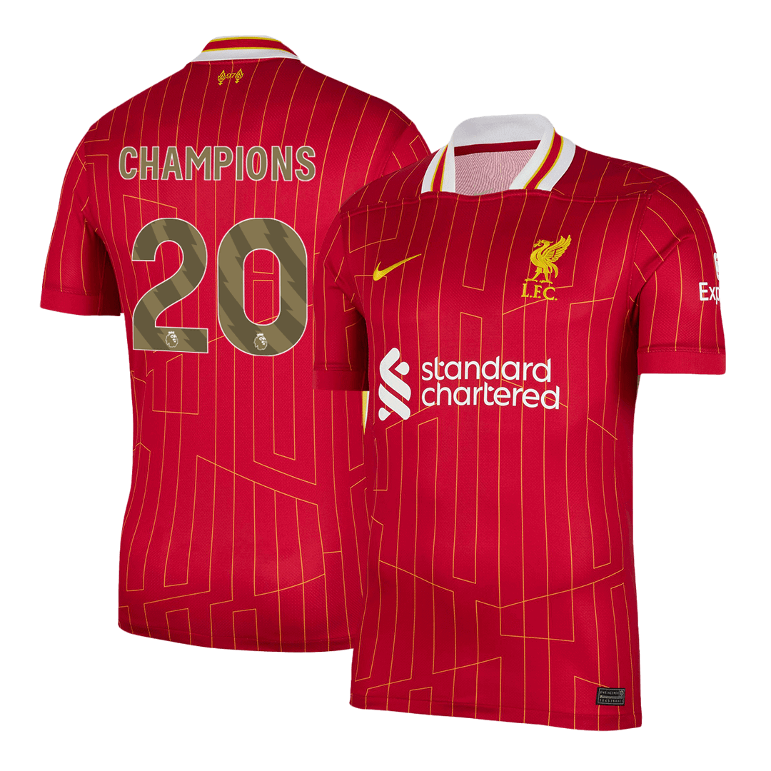 Homen Liverpool CHAMPIONS #20 Casa Soccer Jersey Champion Edition 2024/25