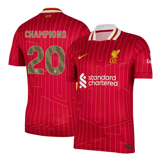 Homen Liverpool CHAMPIONS #20 Casa Soccer Jersey Champion Edition 2024/25