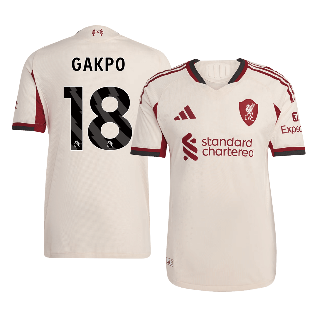 Jogador GAKPO #18 Liverpool Fora Futebol Camisas 2025/26 Branco