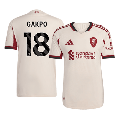 Jogador GAKPO #18 Liverpool Fora Futebol Camisas 2025/26 Branco