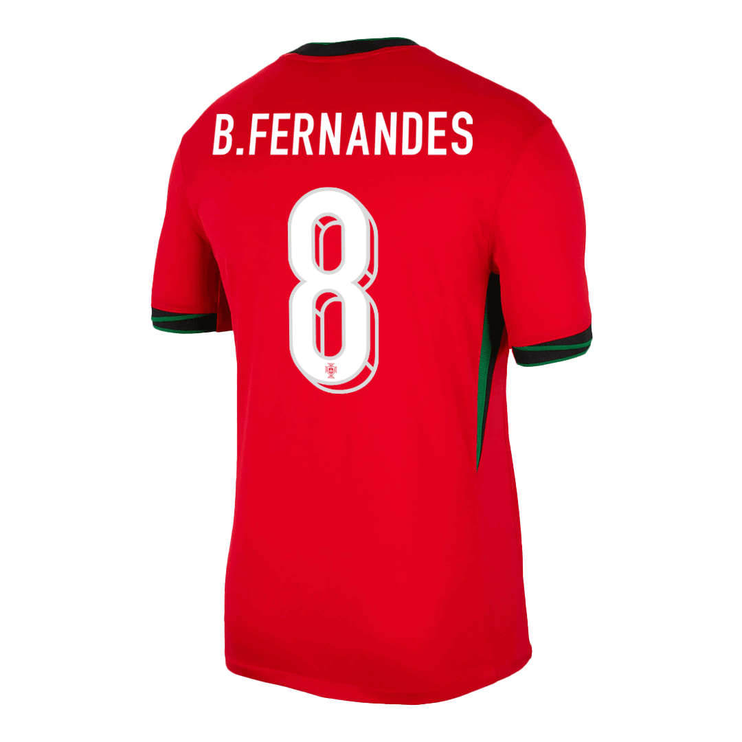 Portugal Custom Jersey B.FERNANDES #8 Home Football Shirt 2024