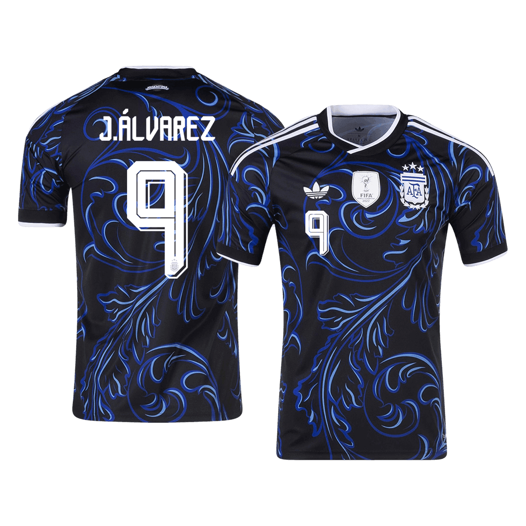 J. ÁLVAREZ #9 Argentina Fora Copa do Mundo Camisa 2026 Preto