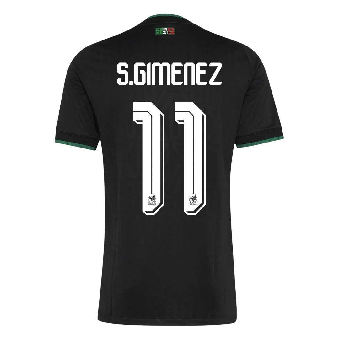 Versão do Jogador S.GIMENEZ #11 Mexico Terceira Copa do Mundo Futebol Camisas 2026 Preto