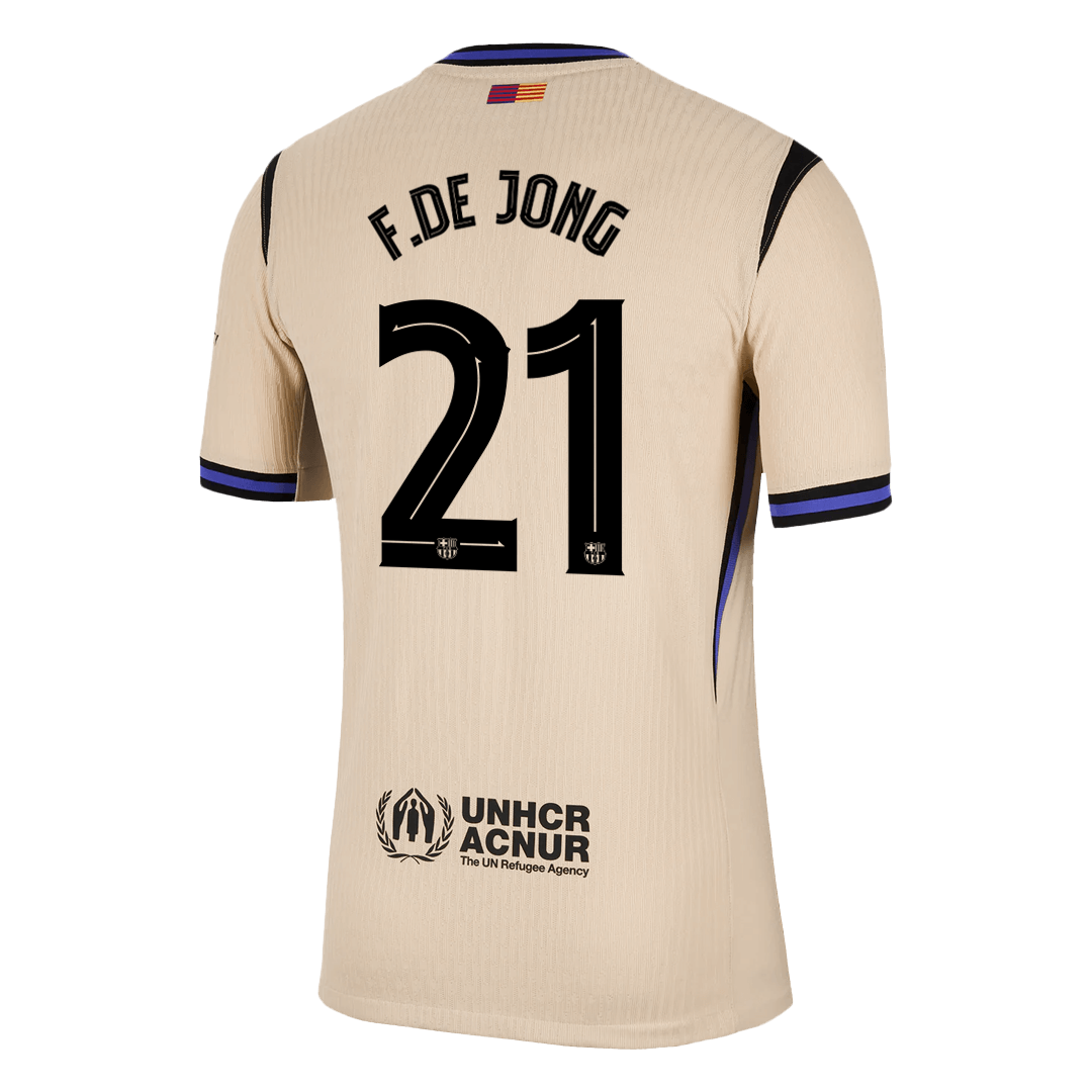 Autêntico F.DE JONG #21 Barcelona Fora UCL Futebol Camisas 2025/26 Amarelo