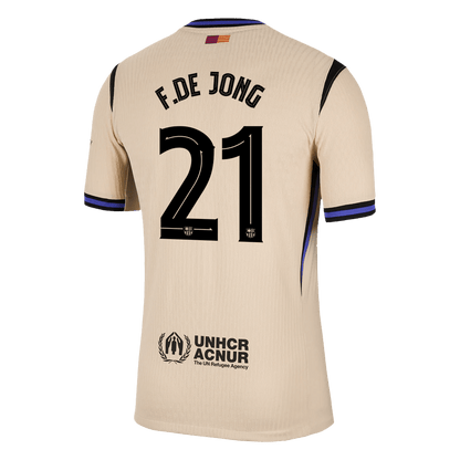 Autêntico F.DE JONG #21 Barcelona Fora UCL Futebol Camisas 2025/26 Amarelo