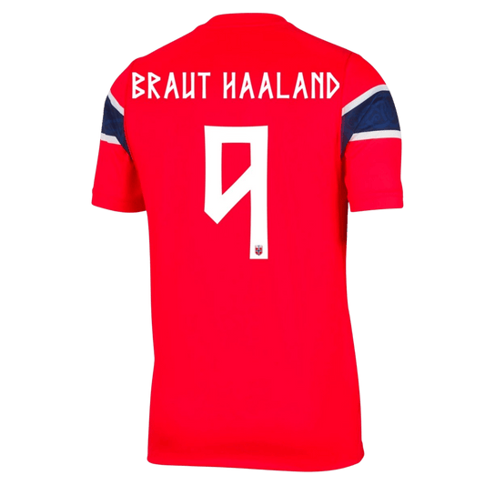 Versão do Jogador BRAUT HAALAND #9 Norway Casa Copa do Mundo Futebol Camisas 2026 Vermelho