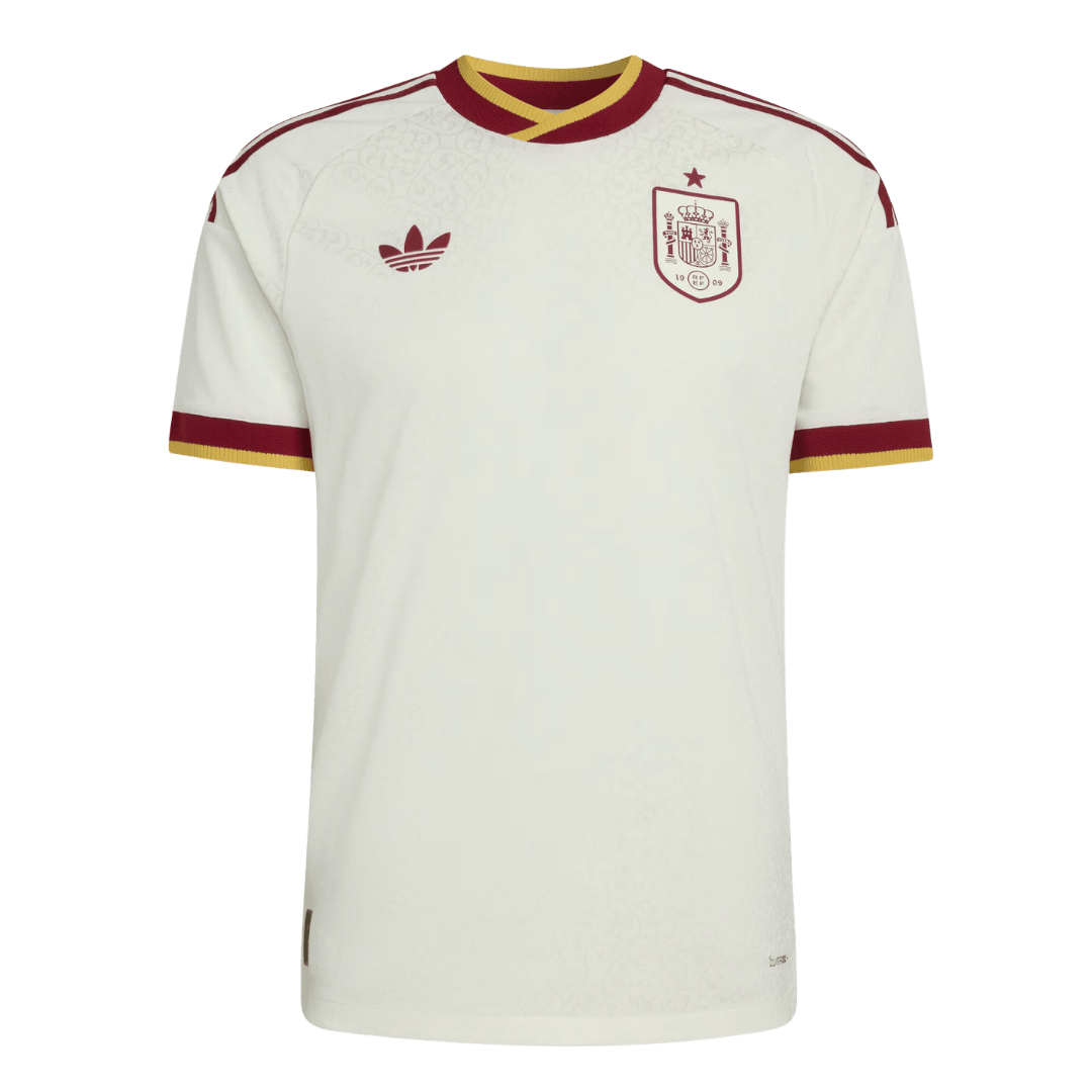 Versão do Jogador Spain Fora Copa do Mundo Futebol Camisas 2026 Branco - camisola de futebol para adeptos em